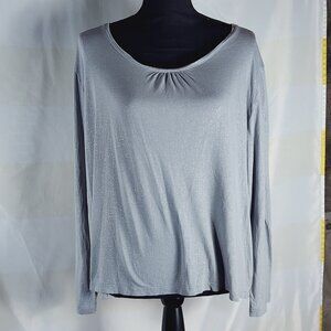 Chico's Gray Silver Sparkle Crew Neck LS Pullon Rayon Blouse Sz Chico 3 US XL 16